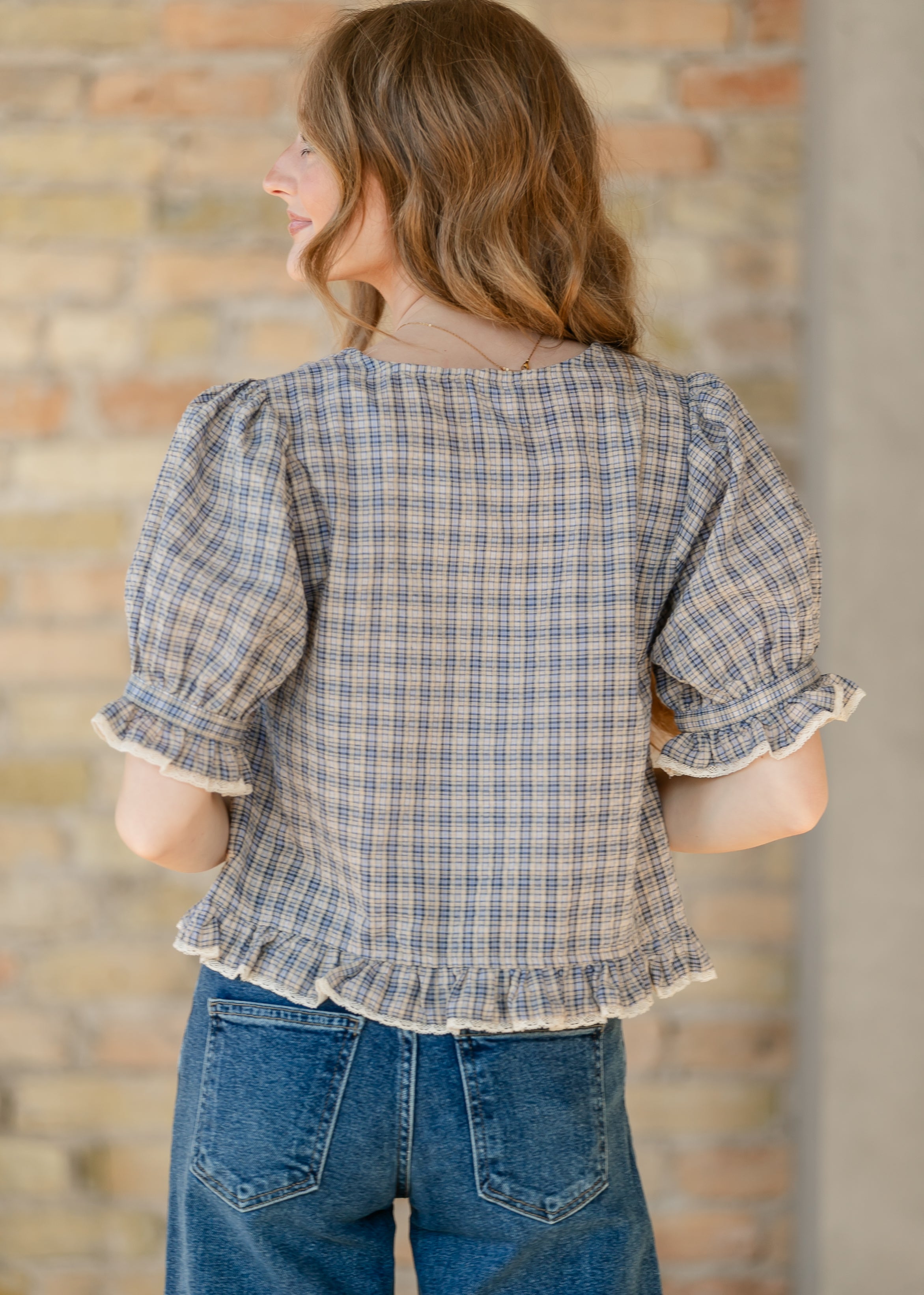 Things Between® Cassie Blouse Blue Gingham
